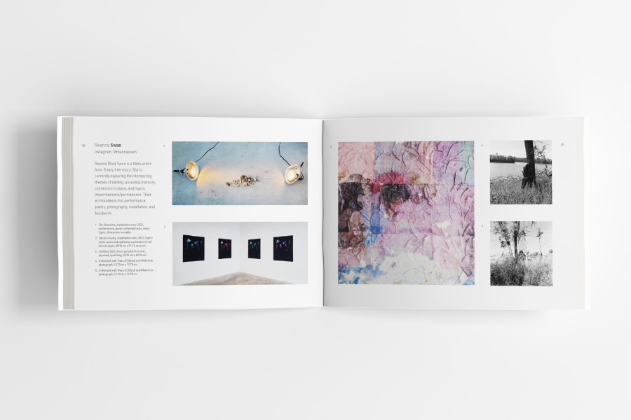 BFA Honours Exhibition catalogue laying flat open on a white background
