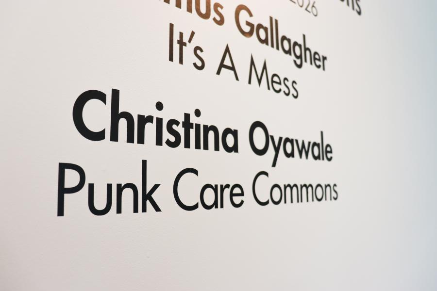 Exhibition wall text for Christina Oyawale's Punk Care Commons.