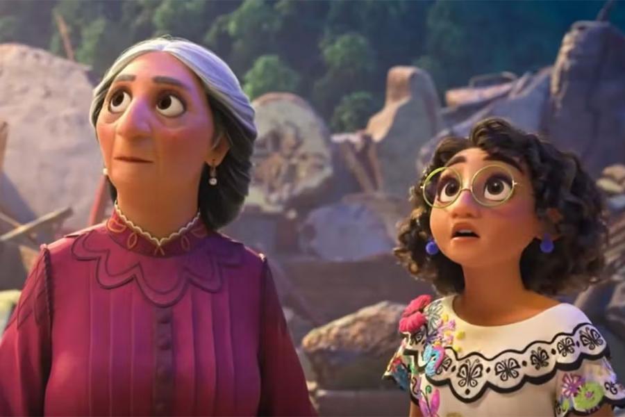 Screen capture from the Disney movie Encanto. Mirabel and her grandmother pictured.