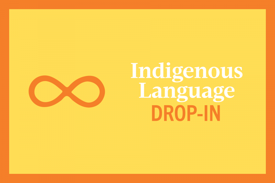Orange symbol on light yellow background. Text: Indigenous Language drop-in.