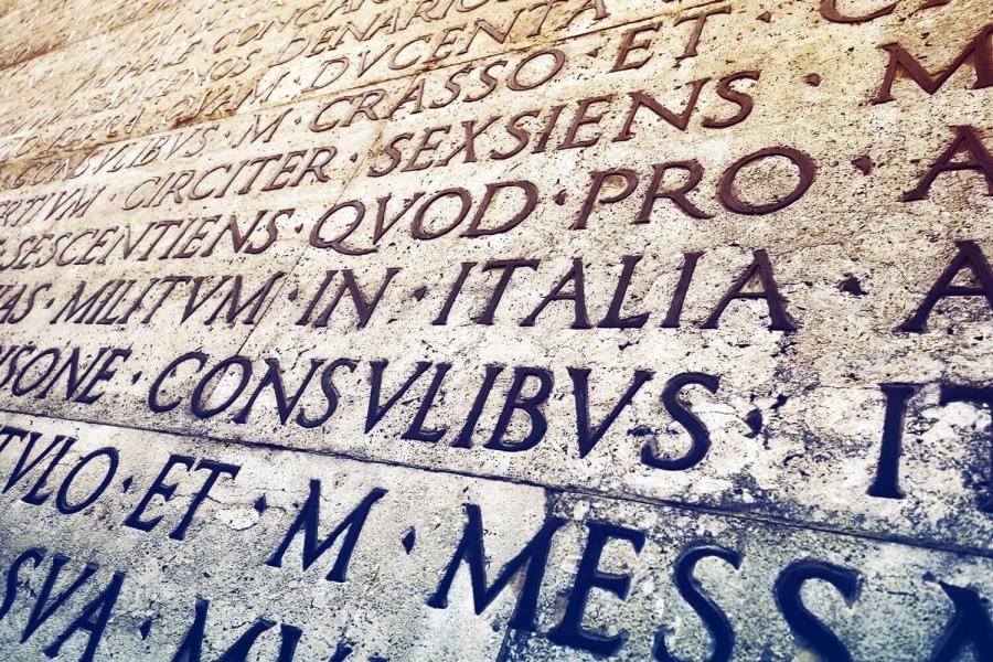Latin inscription in Rome, Italy.