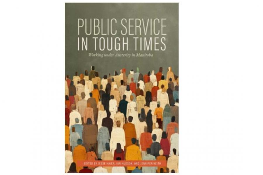 A bookcover with an illustration of a crowd of people from the back.