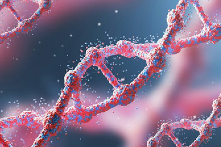 Blown up images of D.N.A. strands.