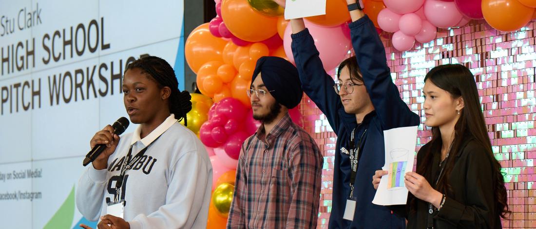 Students working together at High School Pitch Workshop