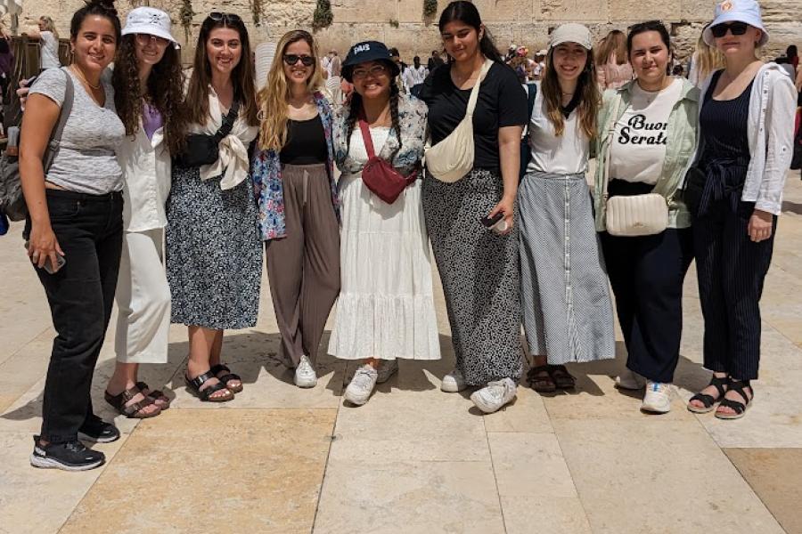 Students at the Western Wall in Jerusalem
