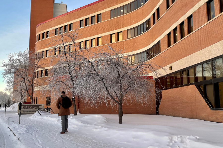 Image of the Drake Centre in winter.