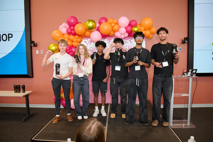 Students working together at High School Pitch Workshop