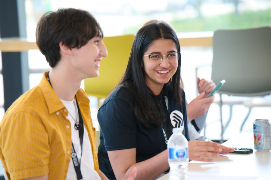 Students working together at High School Pitch Workshop