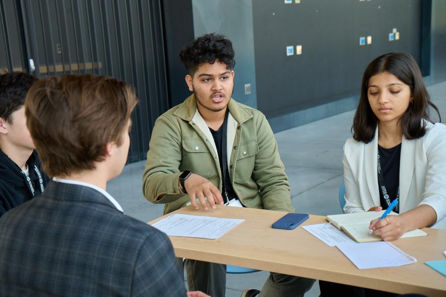 Students working together at High School Pitch Workshop