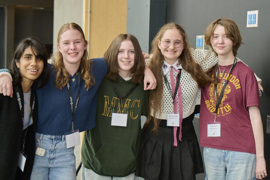 Group of high school students smiling