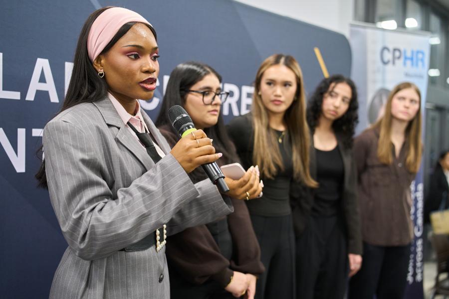 Students pitching at the Entrepreneurship Pitch Competition