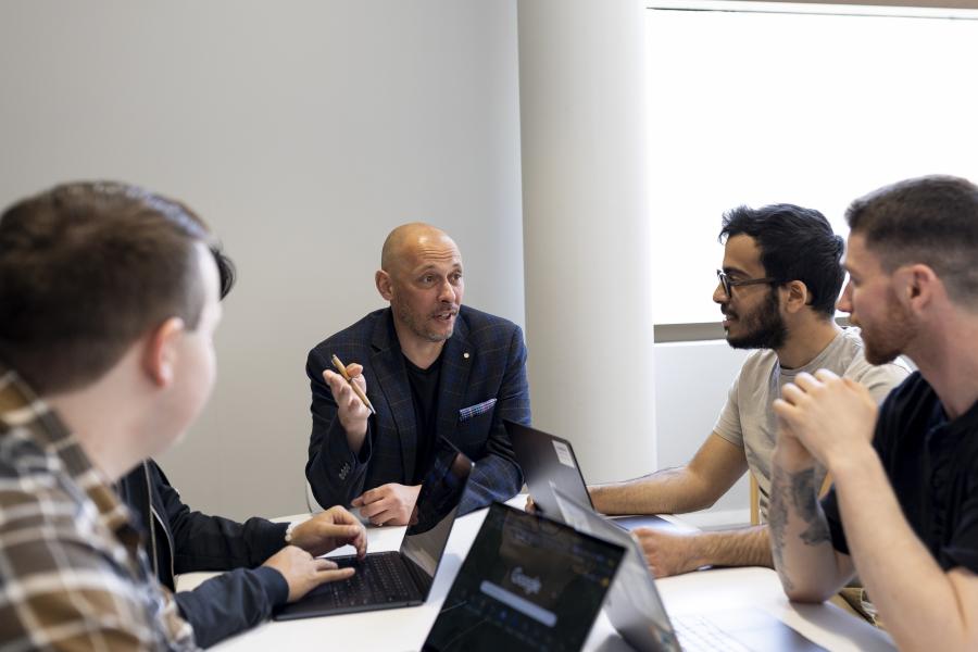 Startup Coach Coaching Students at Stu Clark Centre