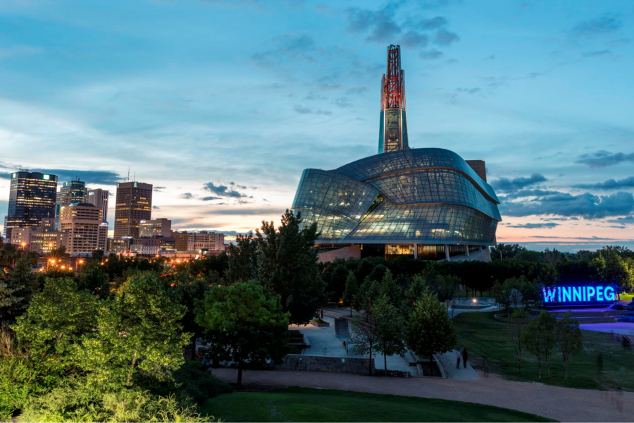 Canadian Museum of Human Rights during sunset.