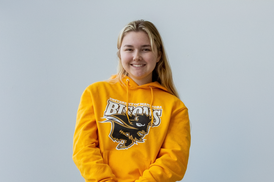 Student wearing Bisons hoodie