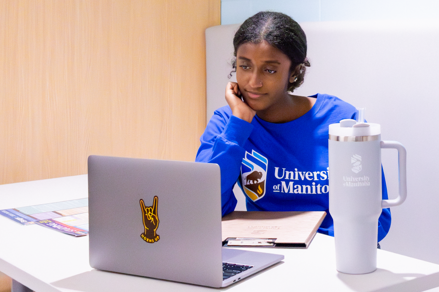 Student using laptop computer