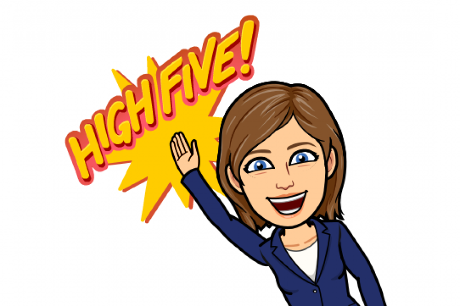 Bitmoji of Connie Korchak, Career Consultant, giving a High Five!