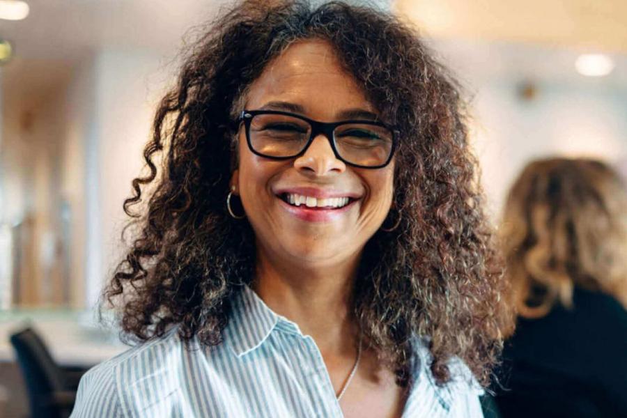 Smiling woman.
