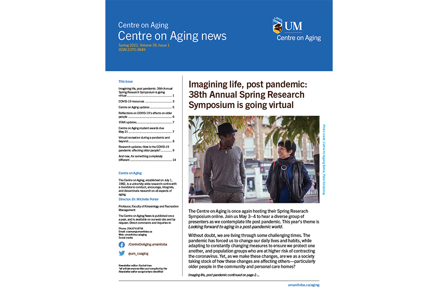 Centre on aging's spring 2021 newsletter edition