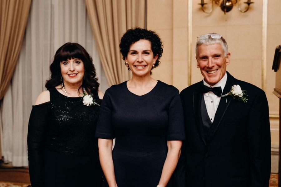 Left to right: Sheryl Sloshower, award winner for dental hygiene, Dr. Anastasia Kelekis-Cholakis, dean of dentistry, and Dr. Ken Stones, award winner for dentistry.