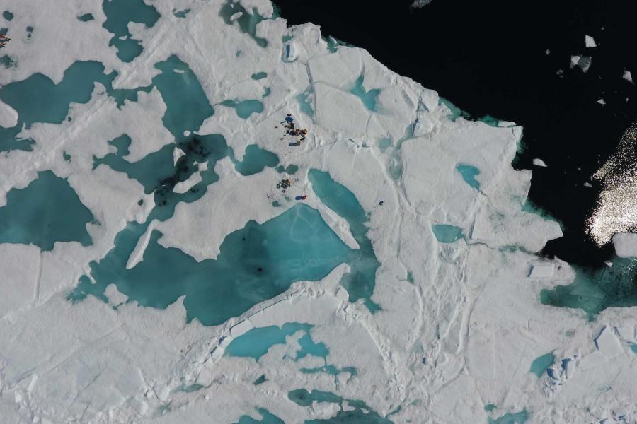 aerial view of Hudson Bay sea ice.