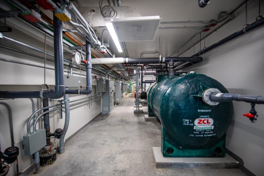 Green tank in CMO hallway