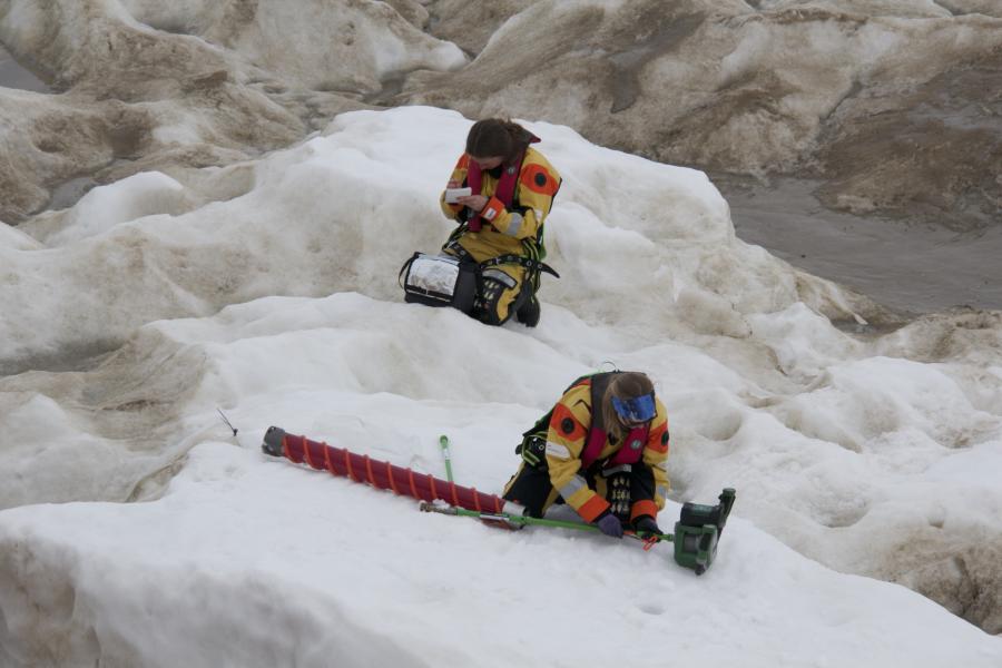 Students conducting ice research