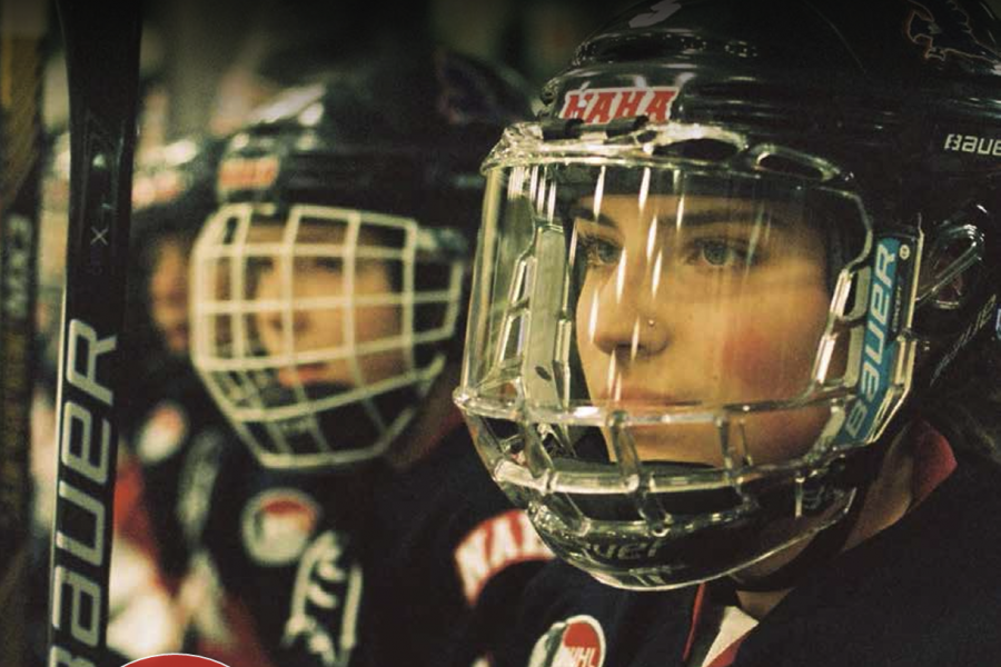 cover of magazine with female hockey players