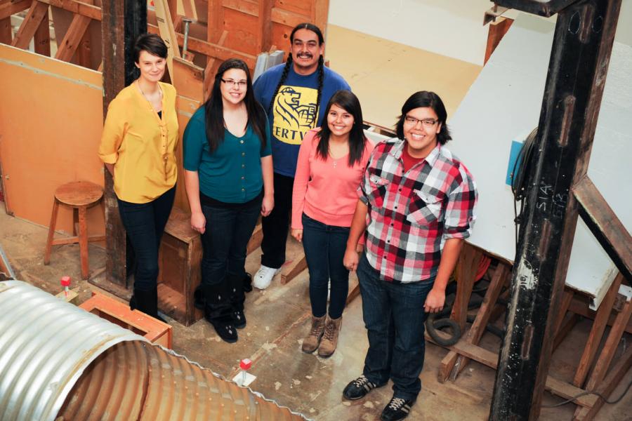 Engineering access program (ENGAP) students stand together in a lab.