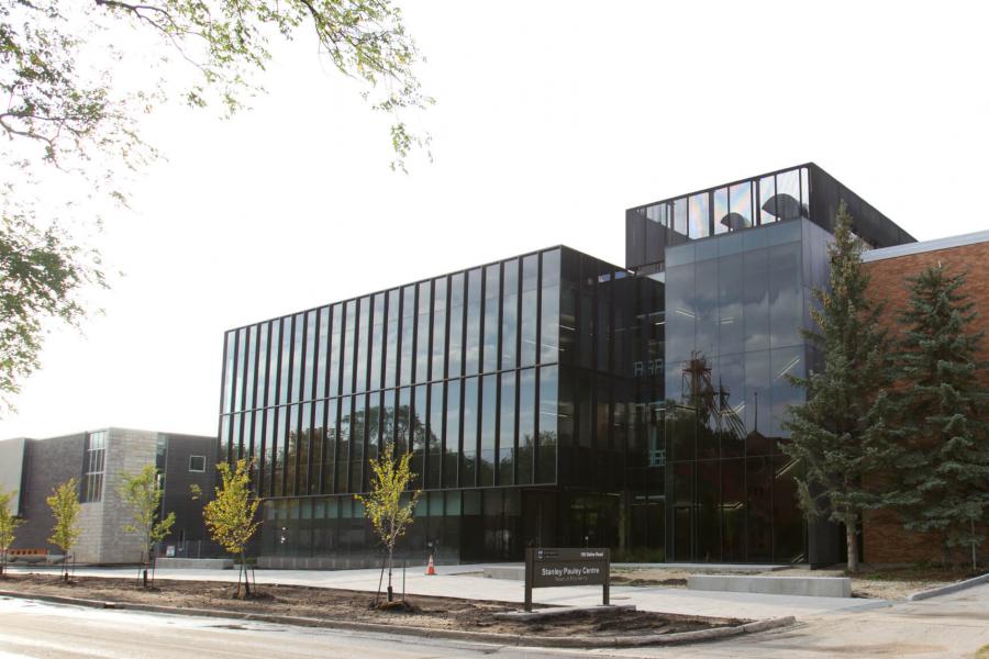 AN exterior view of the front entrance to the Stanley Pauley Centre.