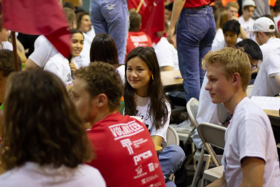 Students in a crowd