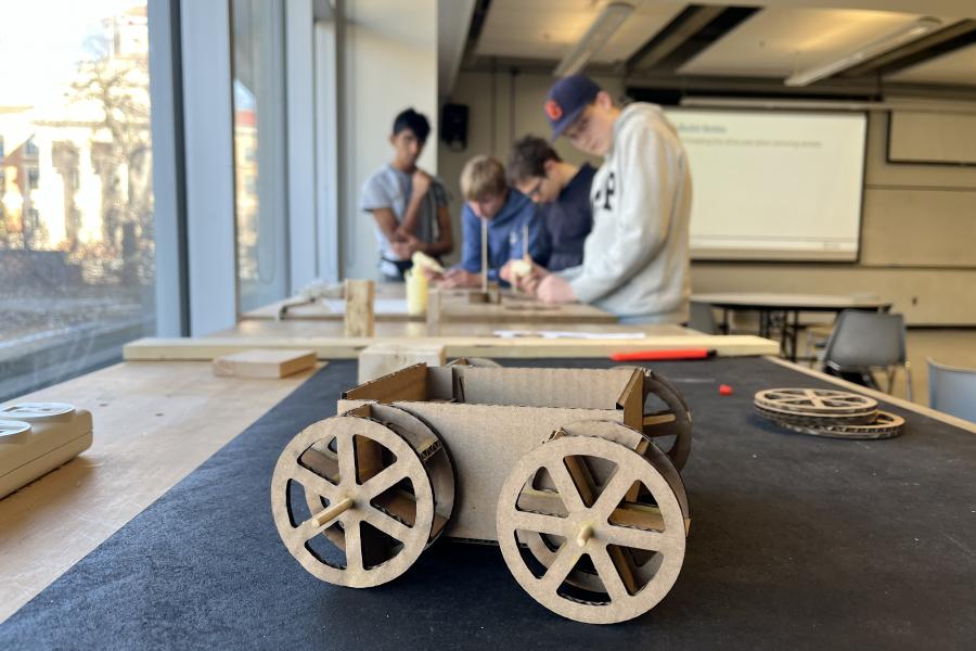 prototype rover infront of kids