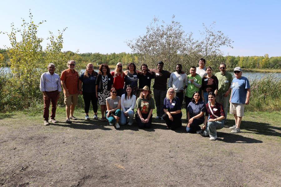 a group shot of nri students and staff