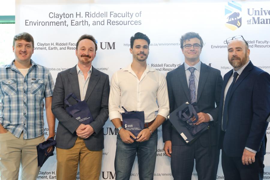 Tristan, Urgon, Bruno, and Matthew with Acting Dean Mark Hanson
