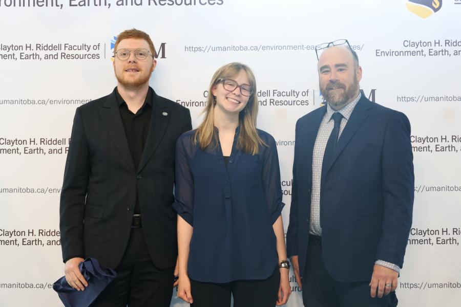 Kendal Courchaine and Westley Sharpe with Acting Dean Mark Hanson