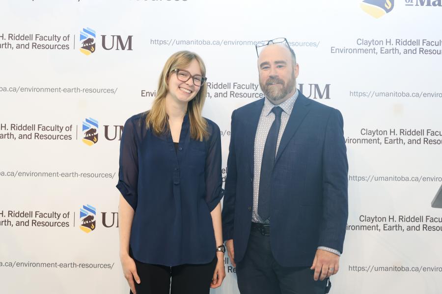 Kendal Courchaine with Acting Dean Mark Hanson
