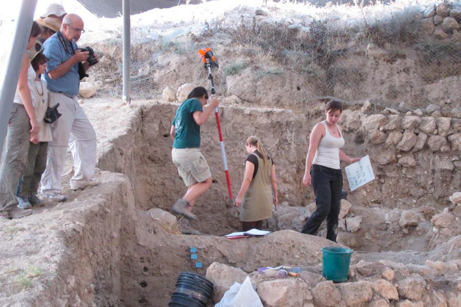 An anthropologist works at a dig site.