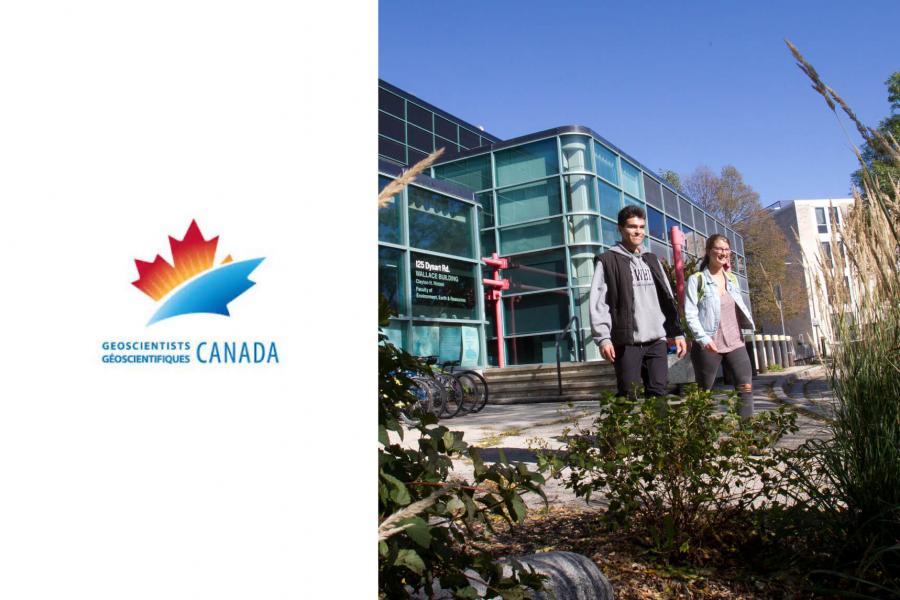 The Geoscientists of Canada logo, and an image of two Riddell faculty students.