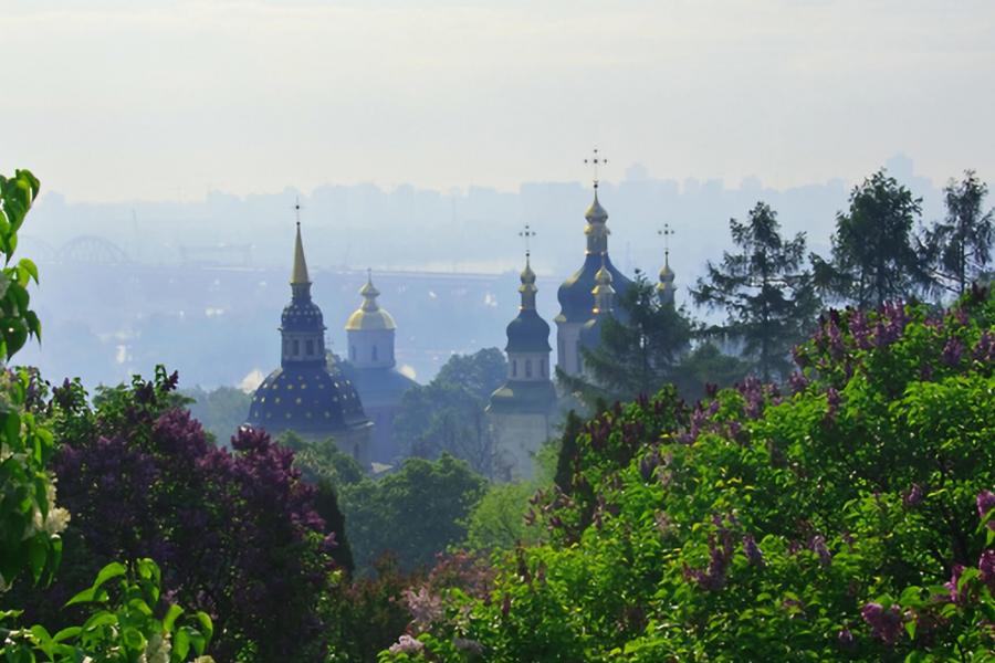 A beautiful landscape view overlooking a Monastery in Kiev.