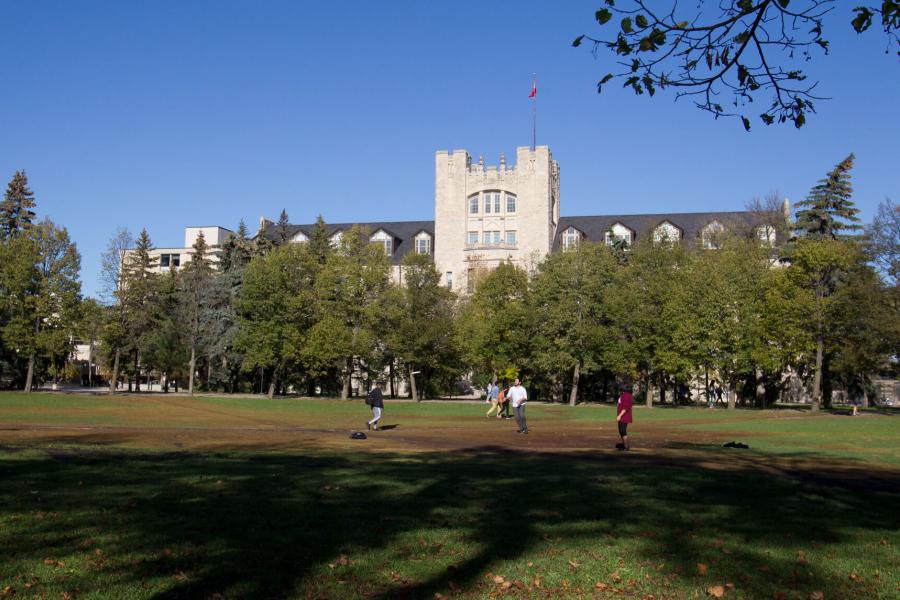 The Tier building viewed from across the quad.