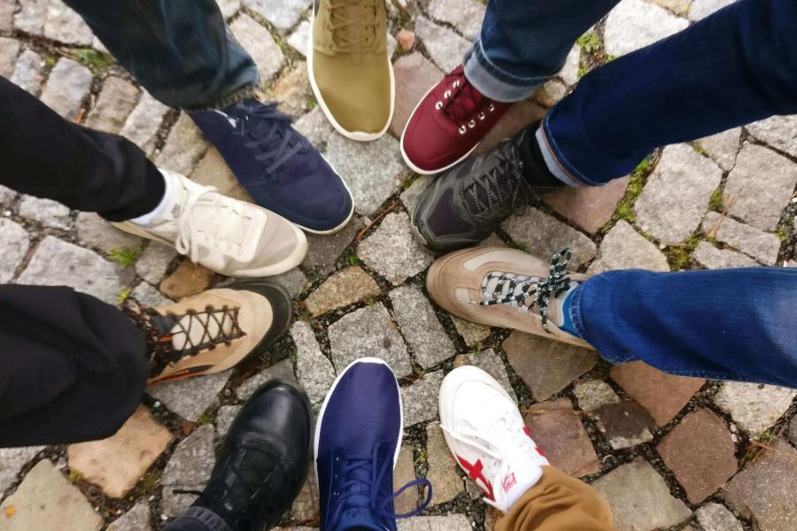 Group of colourful shoes.