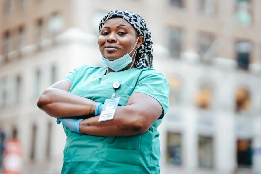 Nurse posed confidently with her arms crossed.