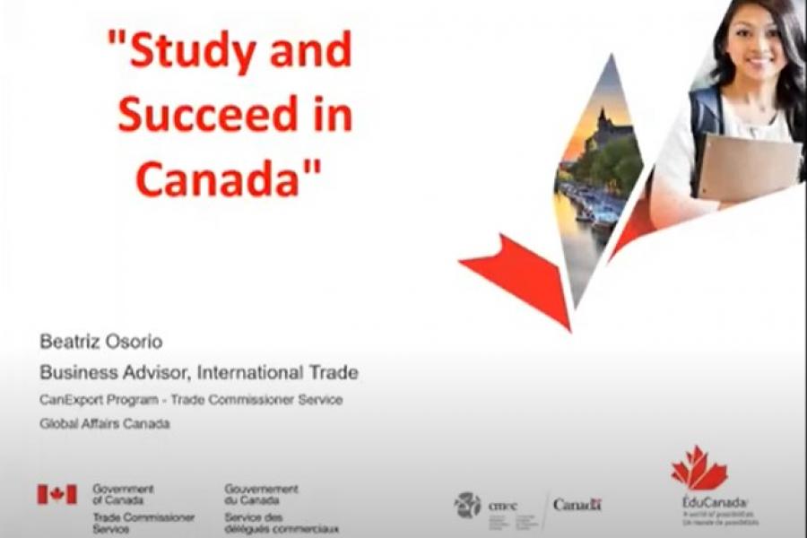 Title slide from the Studying in Canada presentation