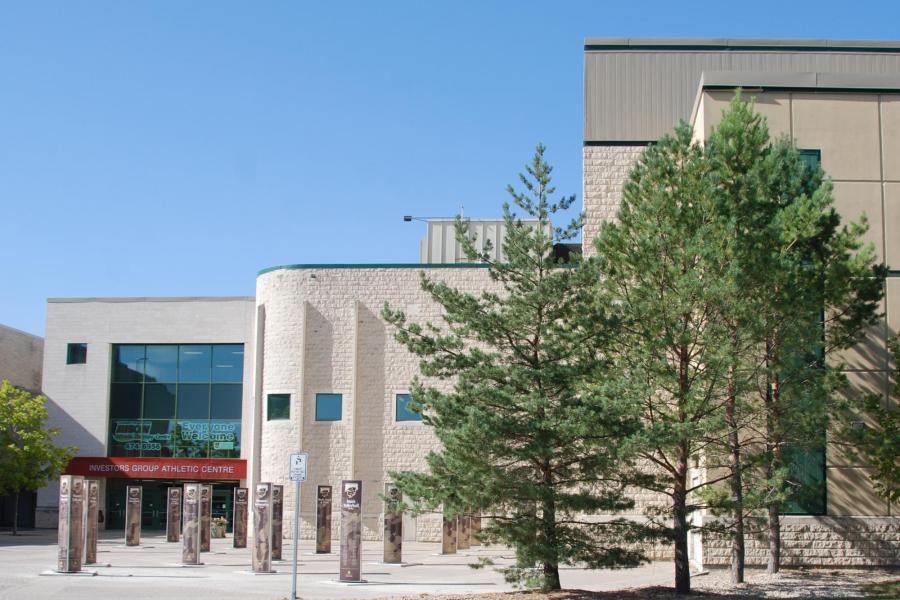 The exterior entrance of the Investors Group Athletic Centre.