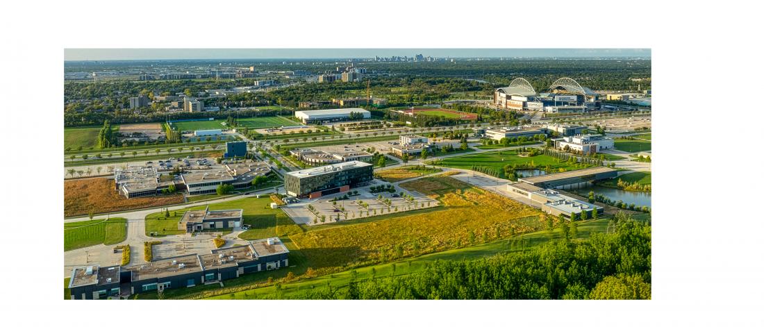 Aerial shot across smartpark toward Stadium