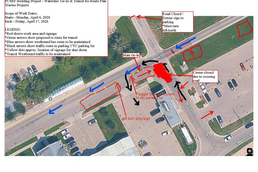 Drone image of lane closure with annotation of closures