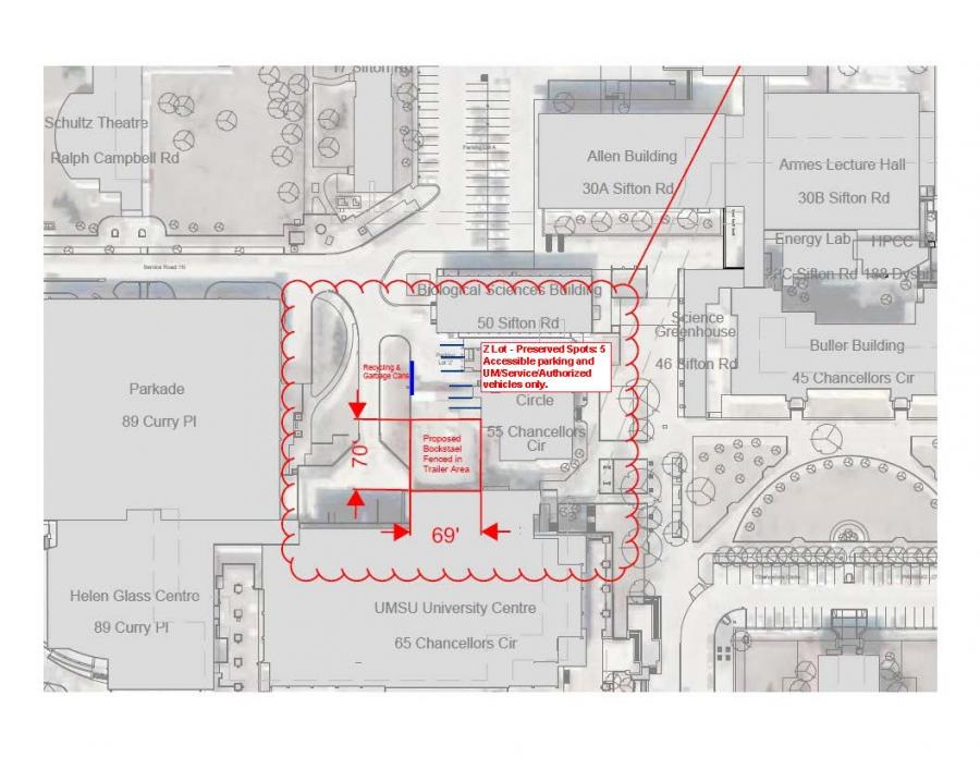iilstration of roadways annotated with trailer laydown area near 55 Chancellor Circle
