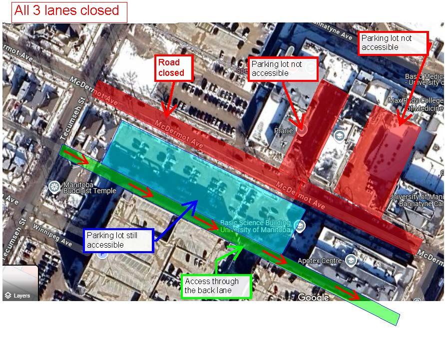 annotated map of road closure