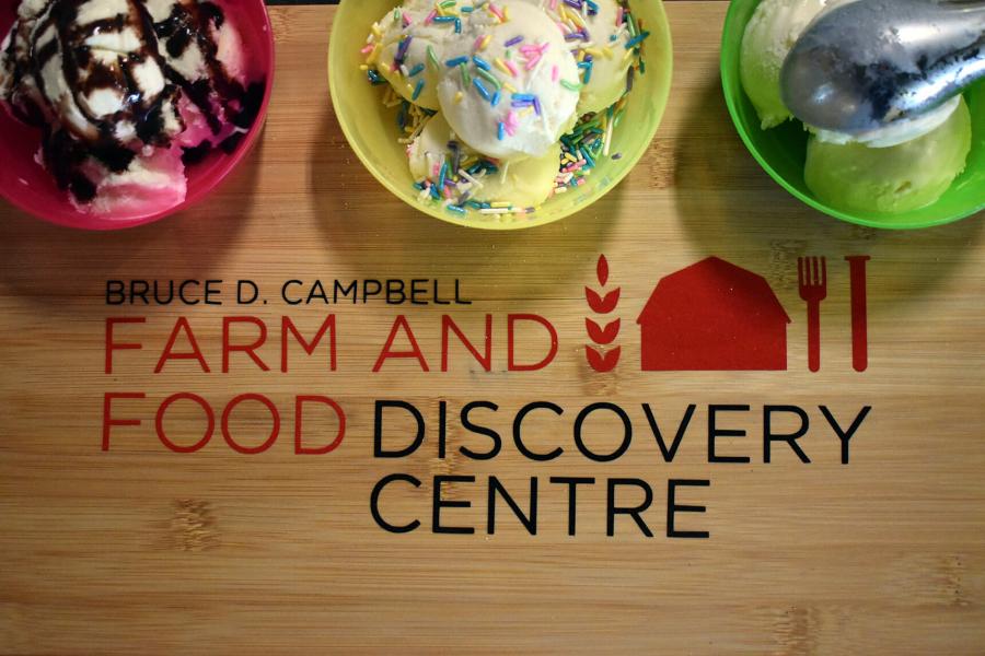 Ice cream positioned above the Centre logo