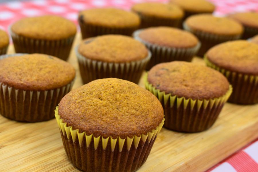 Fresh muffins displayed on a table