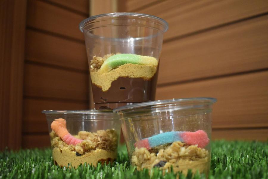 3 cups hold treats to help explain life in the soil